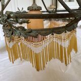 Lustre 19e siècle éléctrifié . Verre dépoli et Bronze