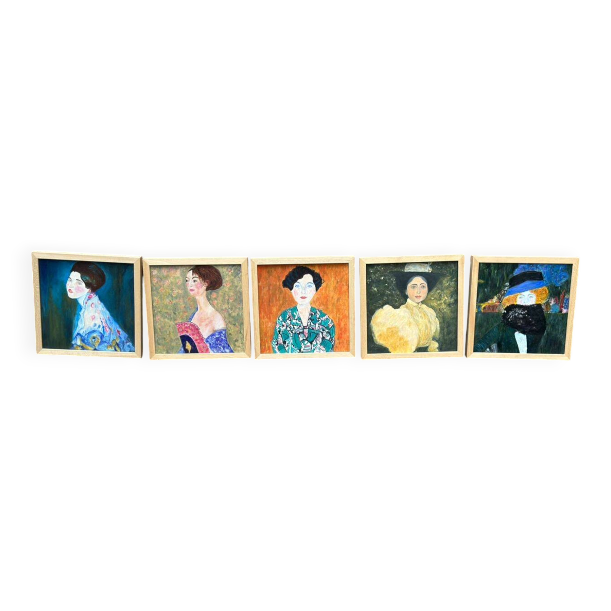 5 paintings, hand-painted reproductions in homage to Gustav Klimt.