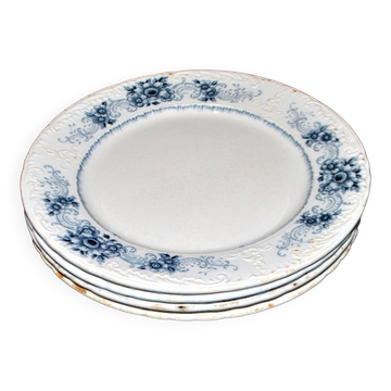 Sarreguemines lot de 4 assiettes plates anciennes Aïda en faïence de Sarreguemines U&C 19e s.