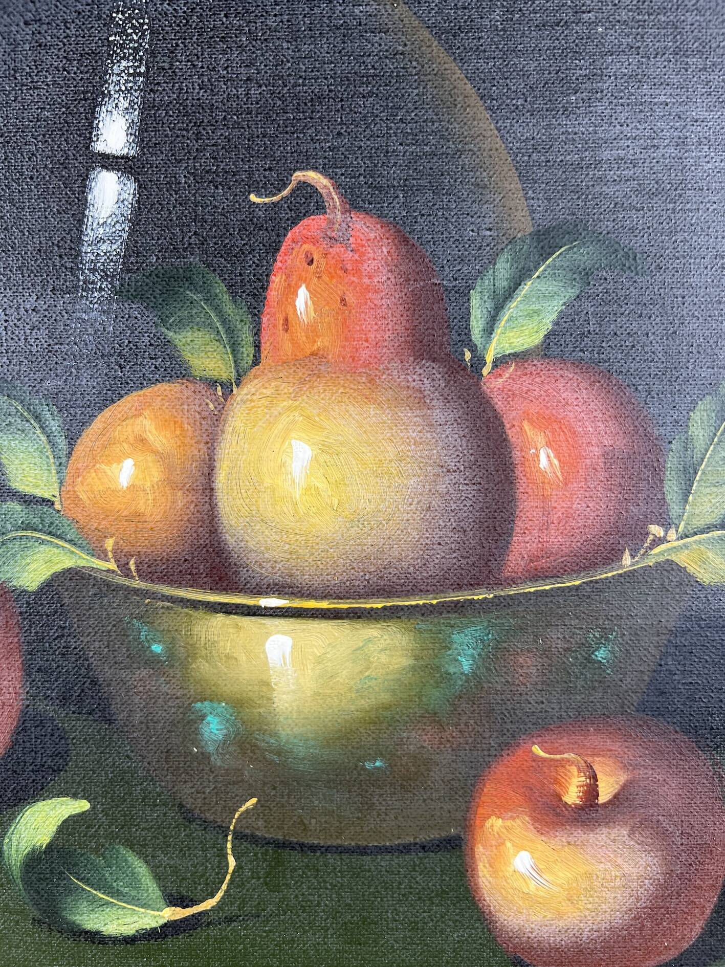Table painting fruit basket with pears