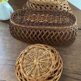 3 matching wicker bread baskets.