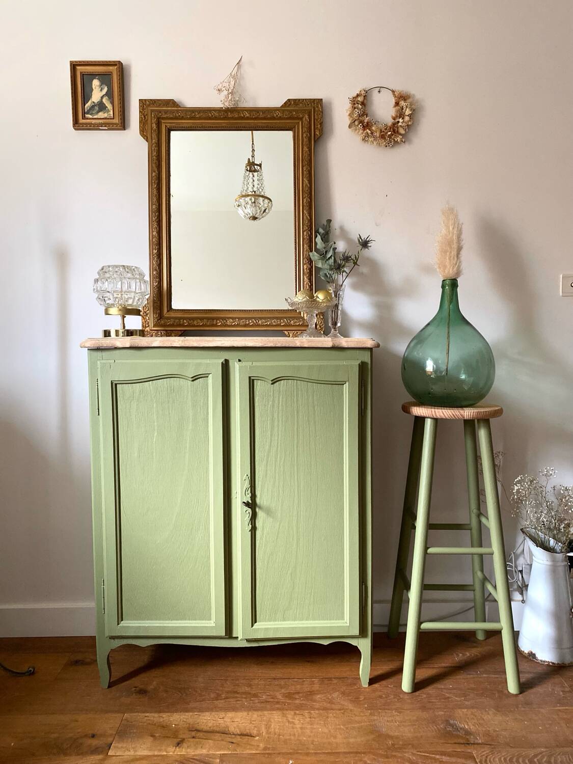 Parisian sideboard shoe cabinet in antique wood