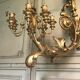 Pair of monumental wall light in golden wood