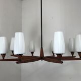 60s 70s teak chandelier Chandelier Uno & Osten Kristiansson for Luxus