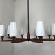 Lustre en teck des années 60 70 Lustre Uno & Osten Kristiansson pour Luxus