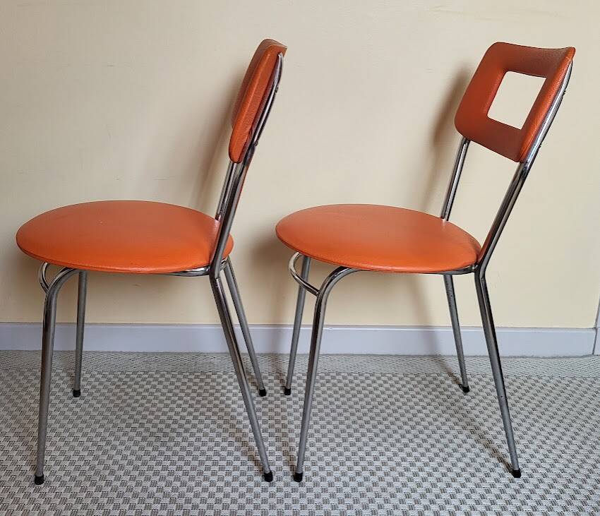 Set of vintage orange chairs