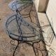 Glass and iron table with two side tables and 8 chairs