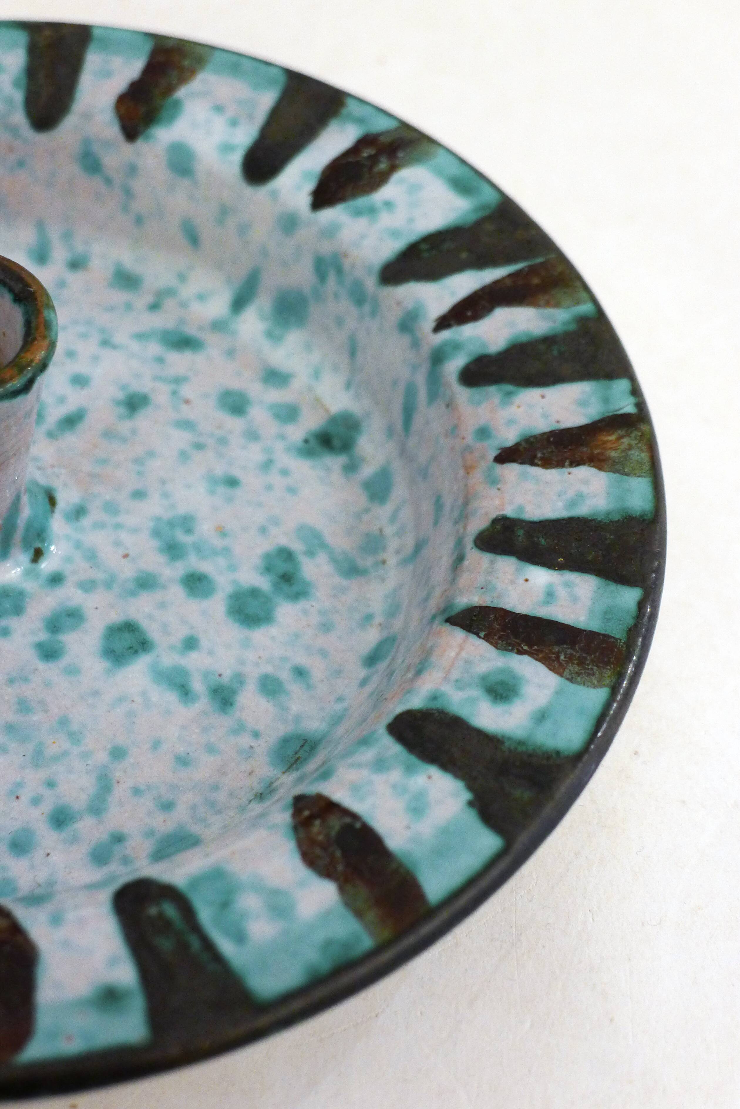 Midcentury speckled candle holder