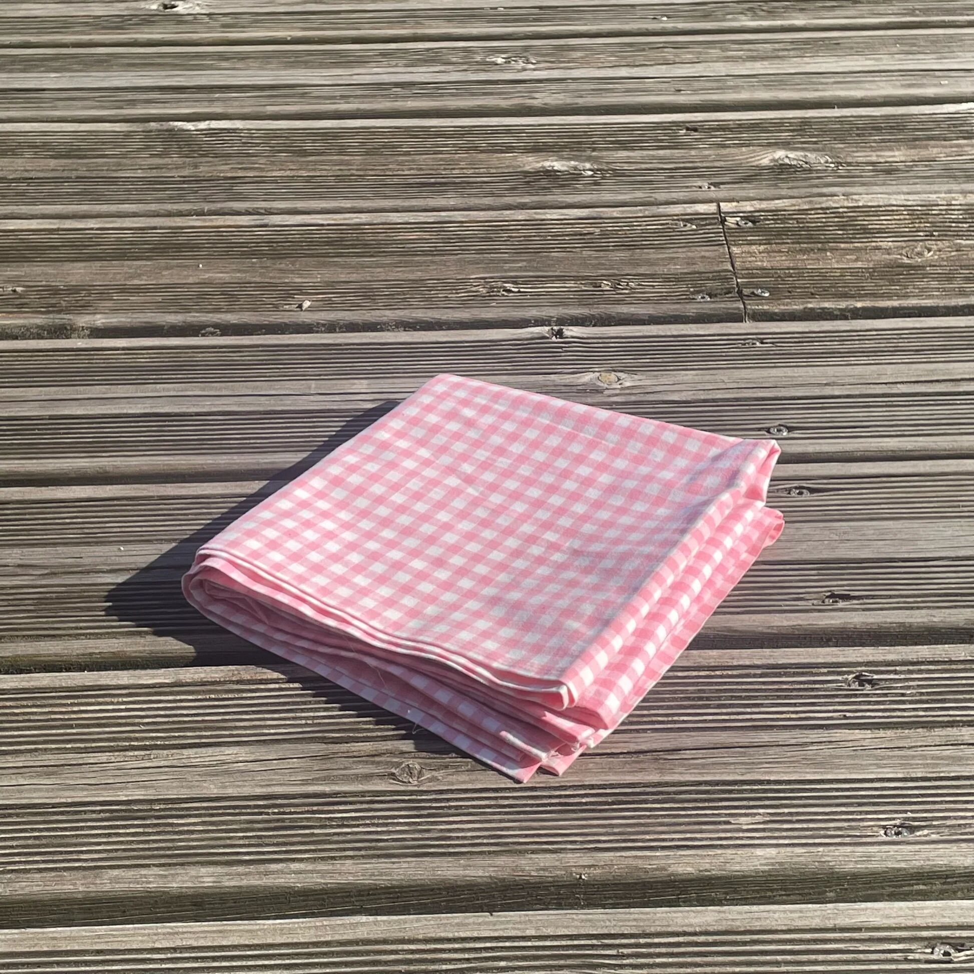 Pink checked cotton bolster cover