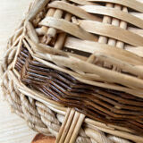 Rectangular burlap wicker basket