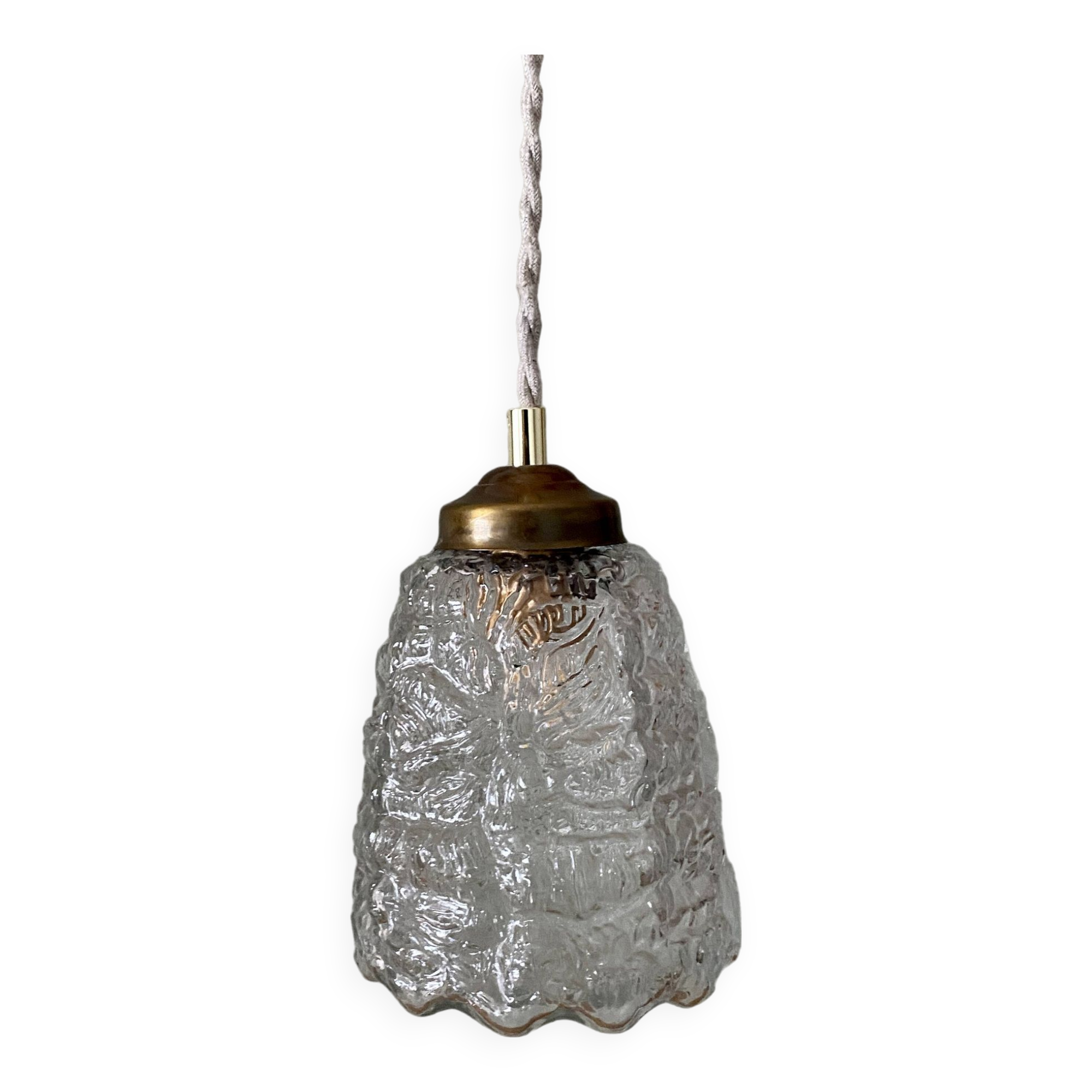 Vintage globe pendant in molded glass