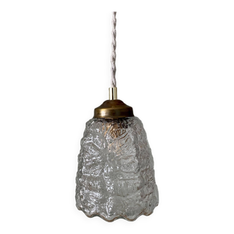 Vintage globe pendant in molded glass