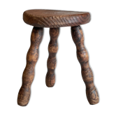 Tabouret bois tripode vintage