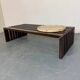 Mid Century Modernist wood and metal Slatted Bench Coffee Table