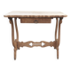 Lyre leg table in natural wood, one drawer, vintage