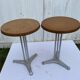 Brown table n1 round bistro bar cafe terrace cast iron foot 1950