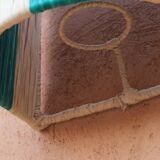 Applique murale rayé vert sapin et beige en raphia naturel