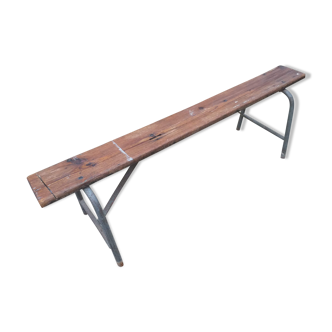 Vintage school bench grey and wood
