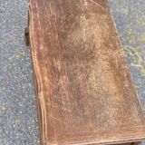 Vintage oak chest bank in dark wood, Louis XV style.