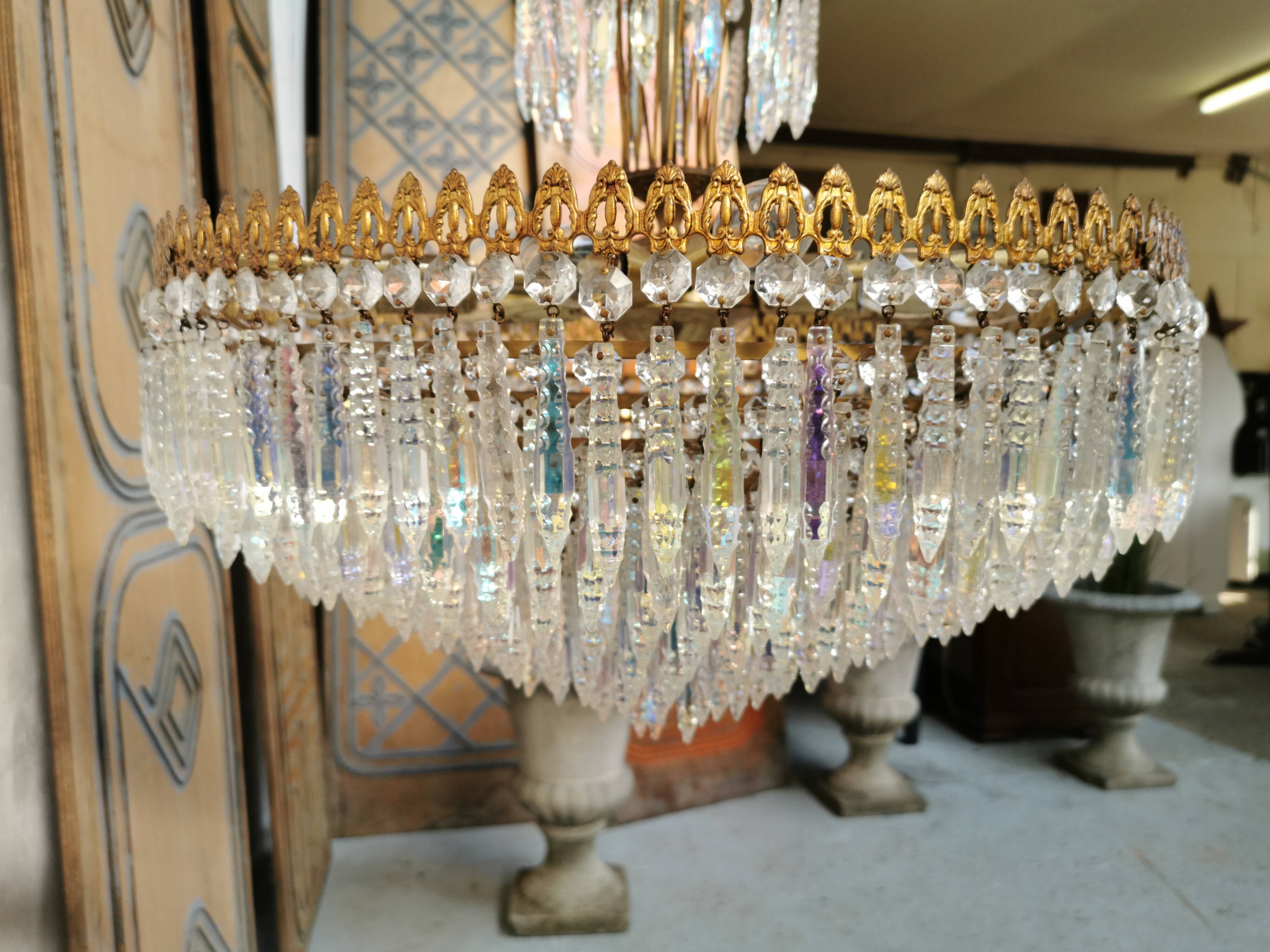 Vintage chandelier 8 lights and brass