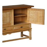 Brutalist Danish enfilade from the mid-century in oak by Henning Kjærnulf, 1960s.