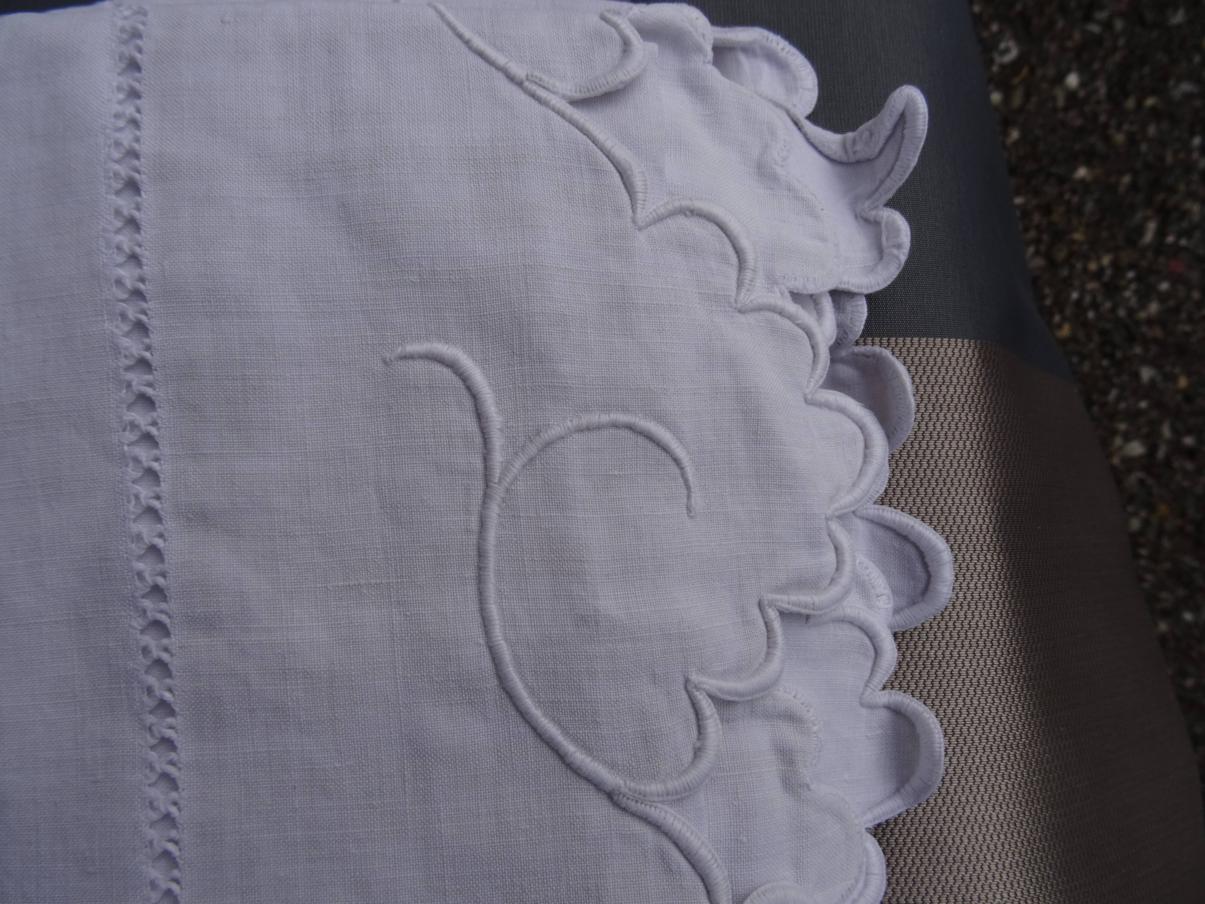 Beautiful cloth scalloped linen and Monogram OP