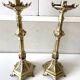 Pair of Antique Gothic Revival Candle Holders in Gold Bronze