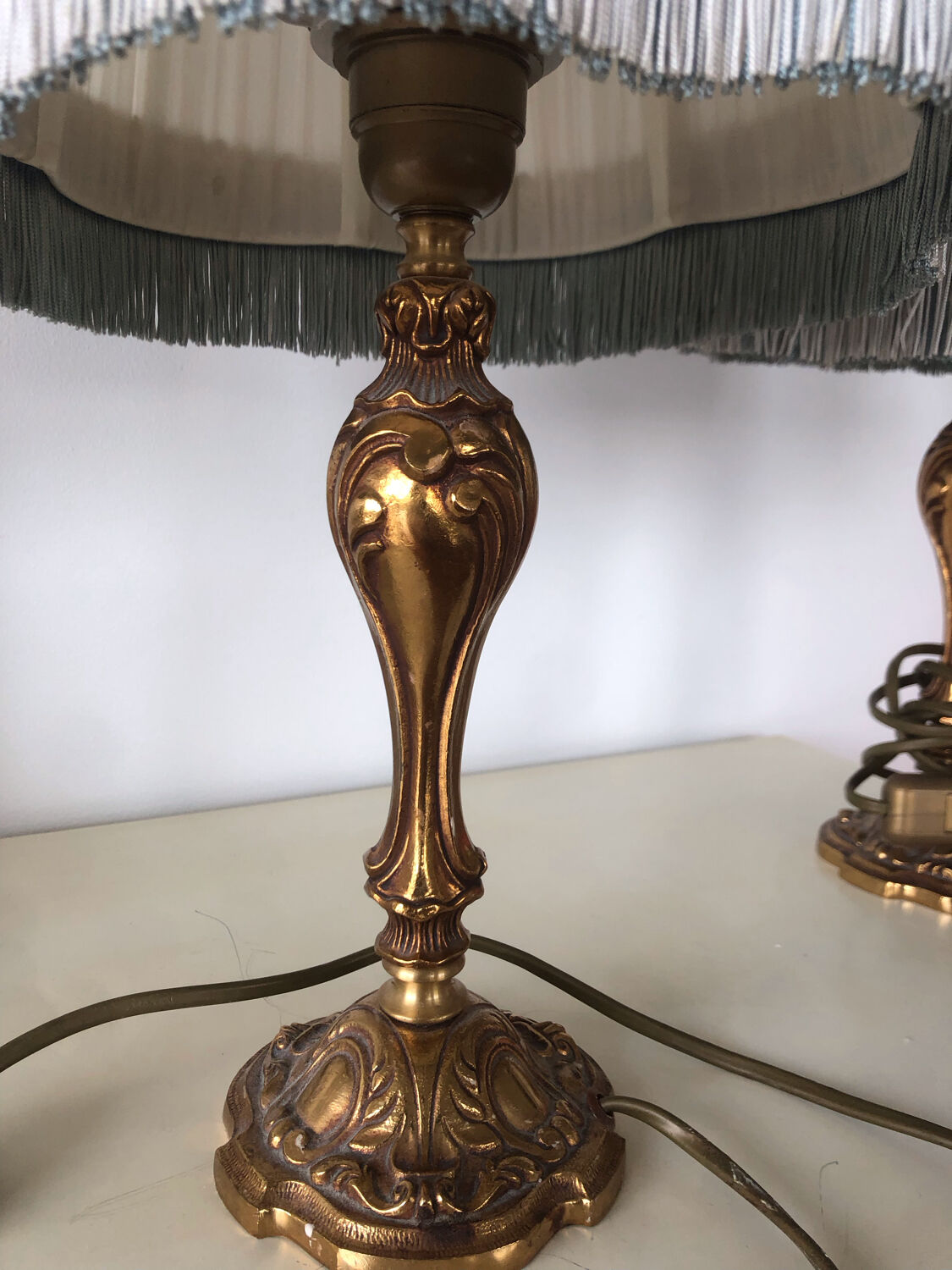Pair of genuine bronze bedside lamps