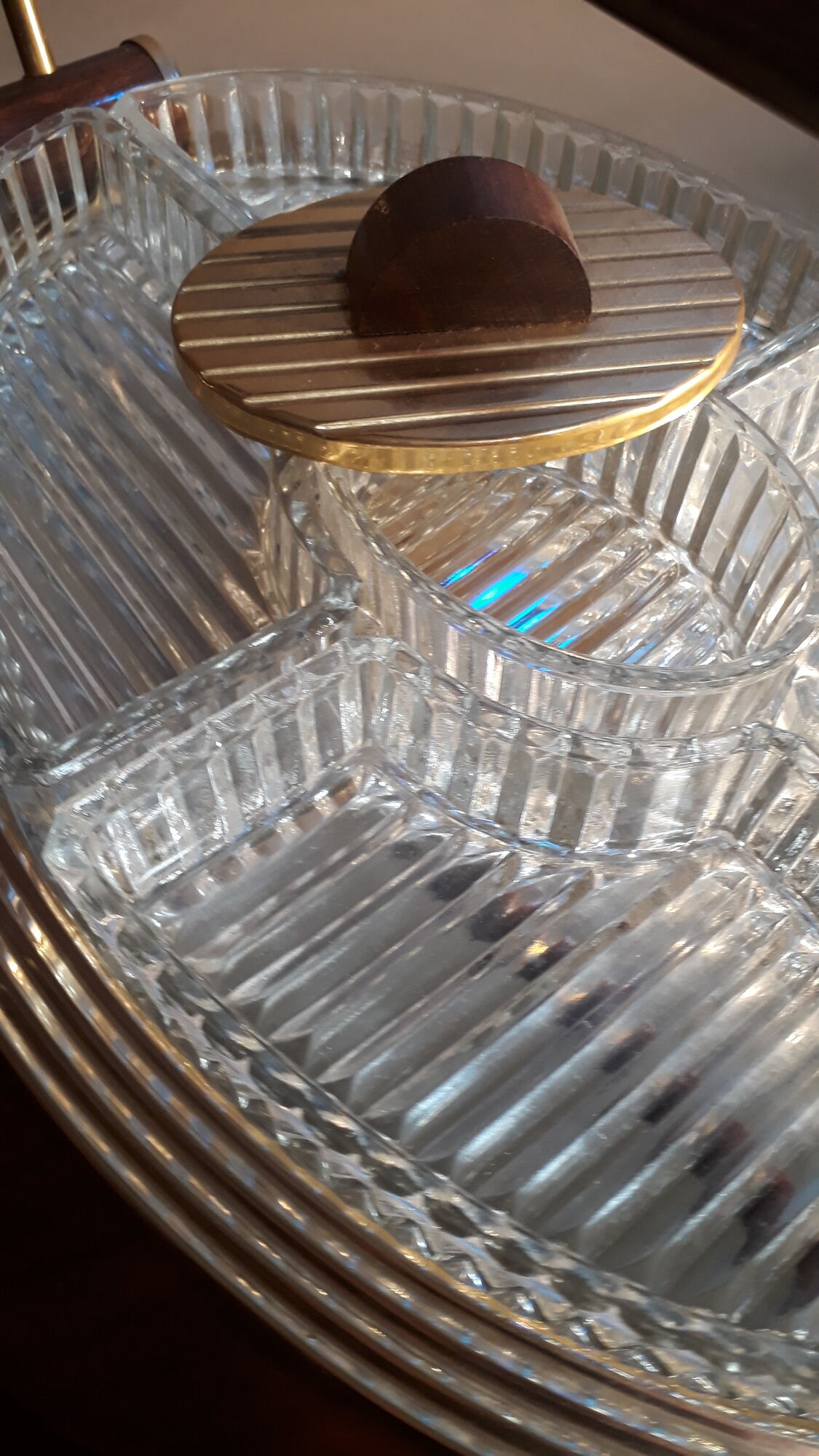 apero art deco tray, mould glass, wood and golden aluminum, mirror