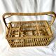 Vintage rattan bottle rack basket