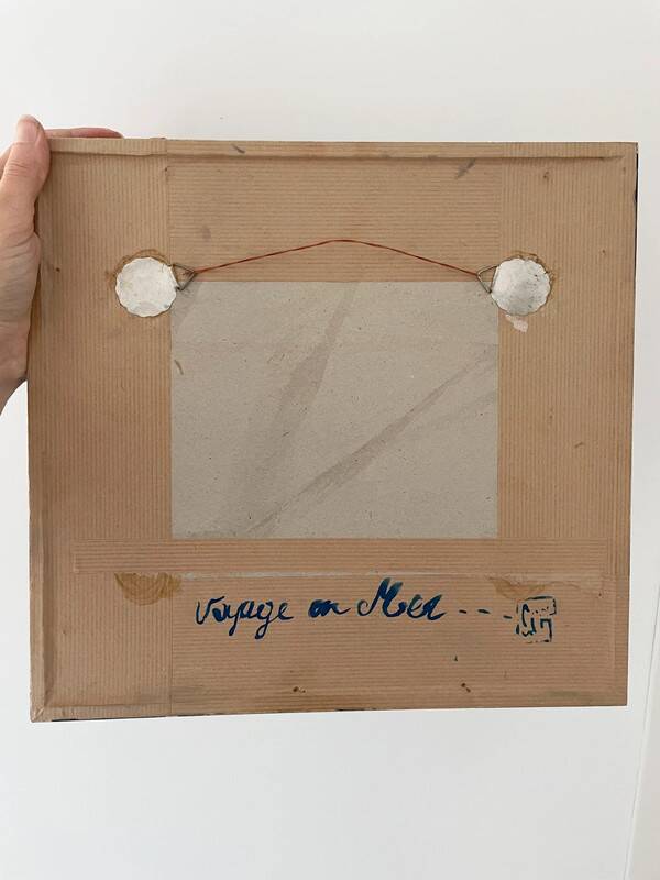 Collage painting "Sea Voyage" - 32x30.5 cm