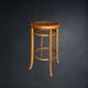 Antique high bistro stool in curved wood with a floral decorated top, Thonet style – around 1900