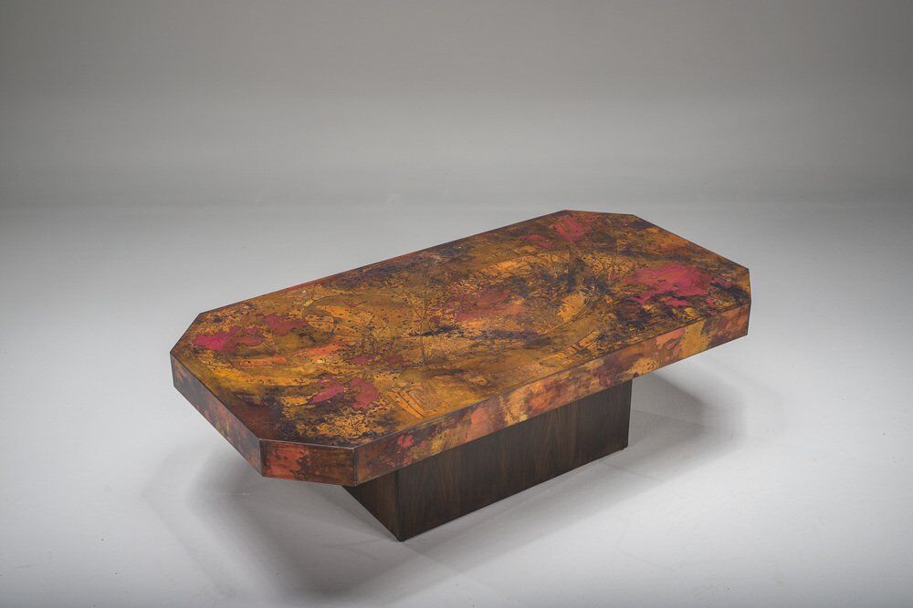 Vintage copper coffee table by Bernhard Rohne, 1970s