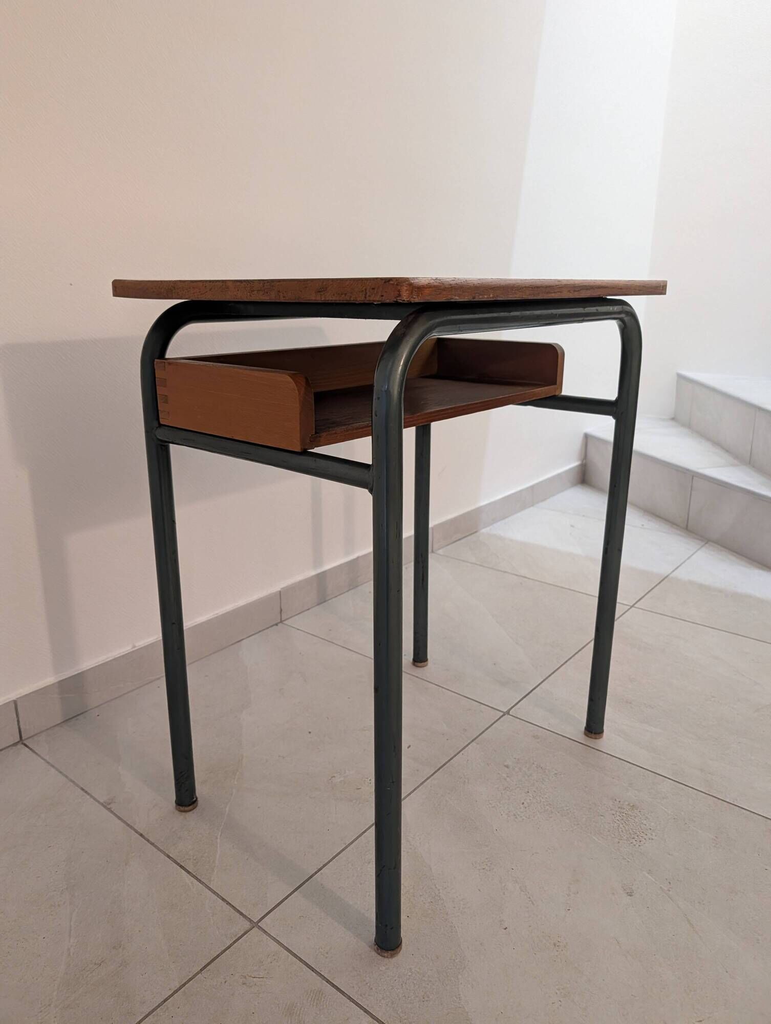 Vintage wooden and metal school desk