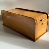 Wooden box with curtain vintage storage
