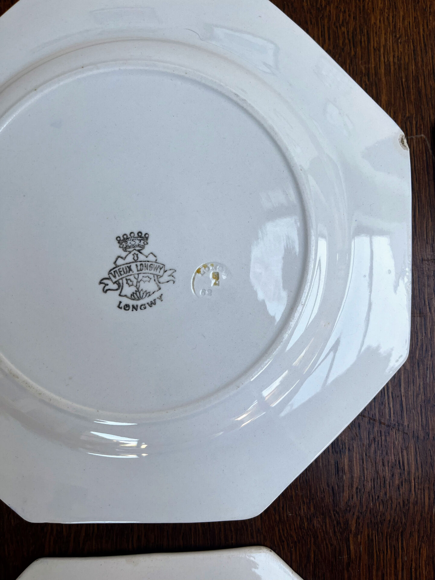 Set of 6 antique octagonal plates Longwy – Old Longwy