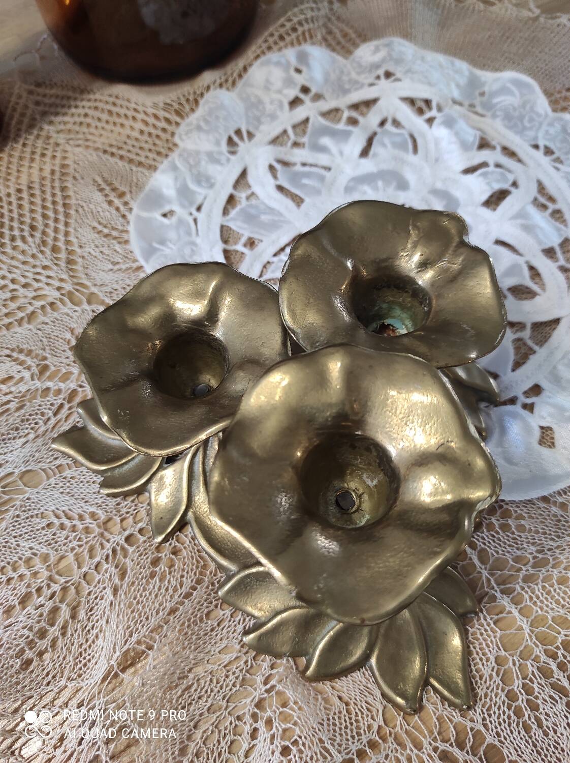 Brass flower candle holder
