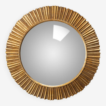 Patinated gold convex mirror