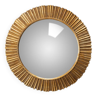 Patinated gold convex mirror