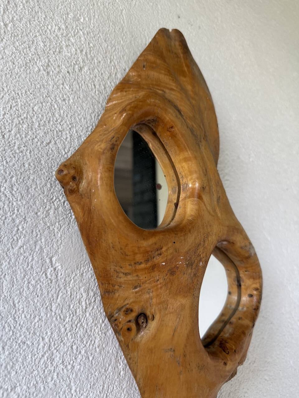 Set de 4 miroirs organiques brutalistes en bois années 50