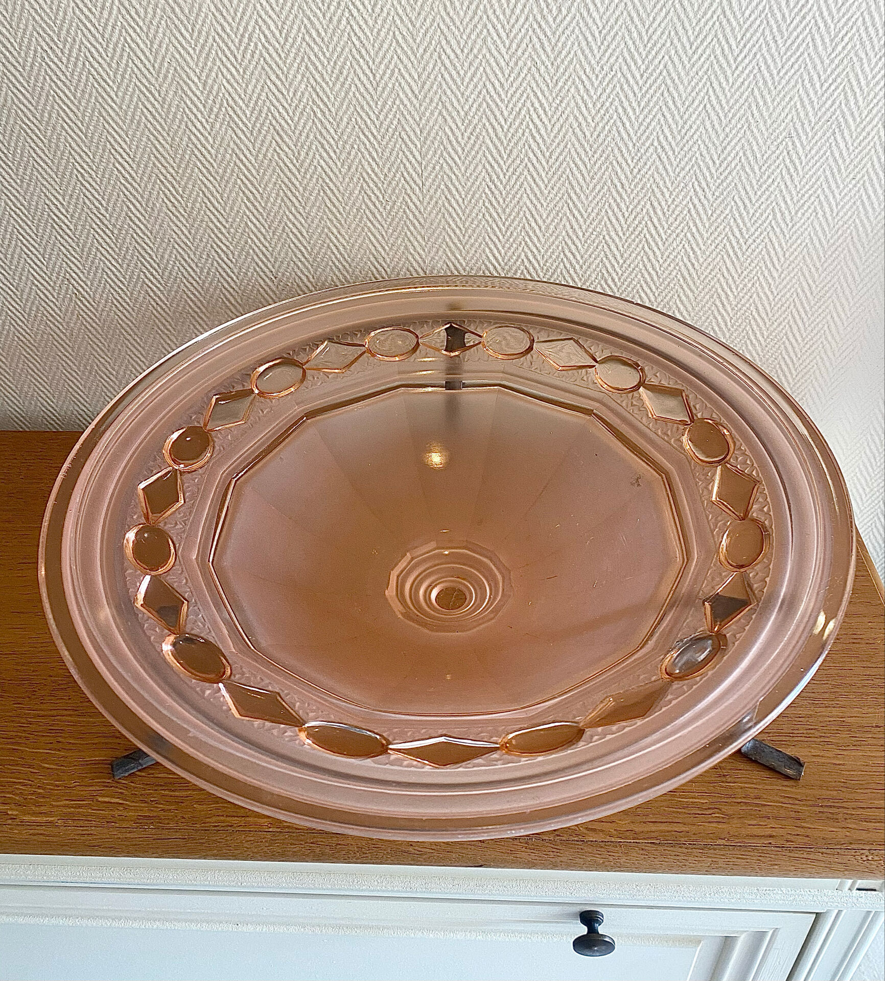 Large Art Deco bowl on a metal stand