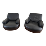 Paire de fauteuils Bug - Paola Navone pour Poliform - cuir - pivotant 360°