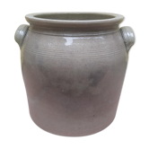 Old grease maker with two handles in gray glazed sandstone early 20th century