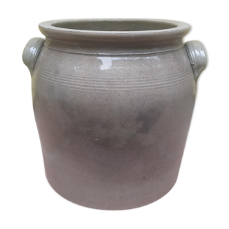 Old grease maker with two handles in gray glazed sandstone early 20th century