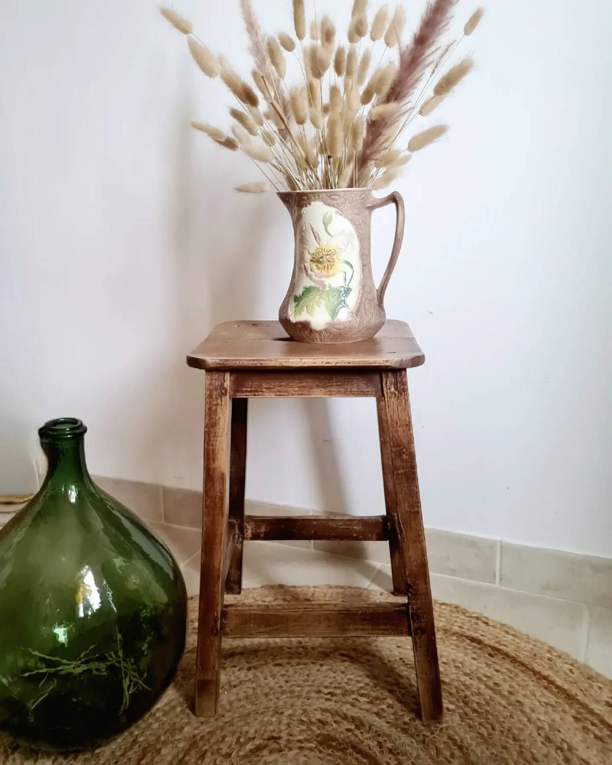 Old vintage handcrafted kitchen stool