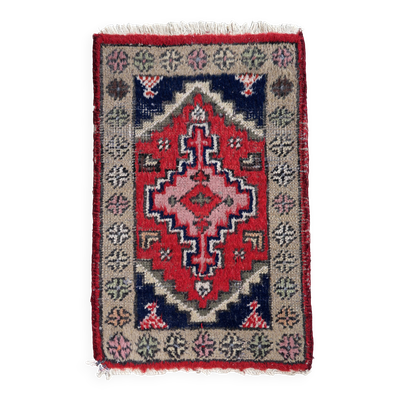 Tapis vintage du Moyen-Orient Hamadan fait main en laine – 38 x 59 cm