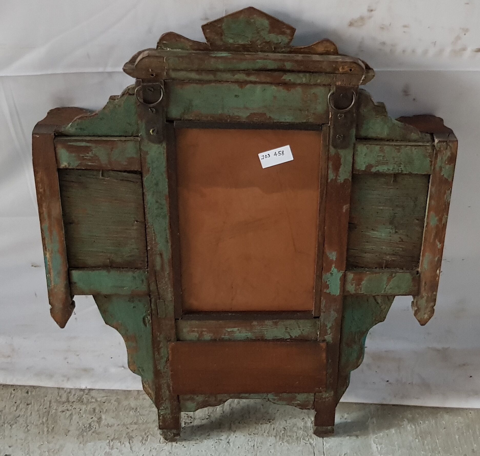 Old mirror-wall shelf in teak