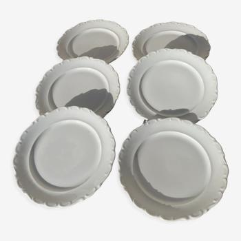 6 flat plates in white earthenware edge scalloon scalloon schumann arzberg germany vintage