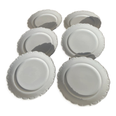 6 flat plates in white earthenware edge scalloon scalloon schumann arzberg germany vintage