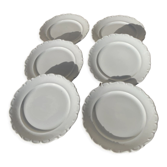 6 assiettes plates en faïence blanche bord festonne schumann arzberg germany vintage